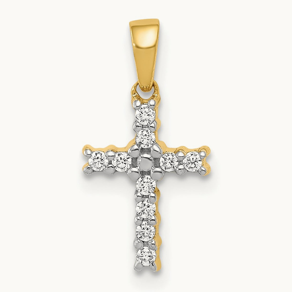 Latin Cross Pendant, 0.10 ct tw Lab-Grown Diamond — 14K Yellow Gold