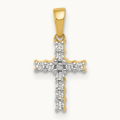 Latin Cross Pendant, 0.10 ct tw Lab-Grown Diamond — 14K Yellow Gold