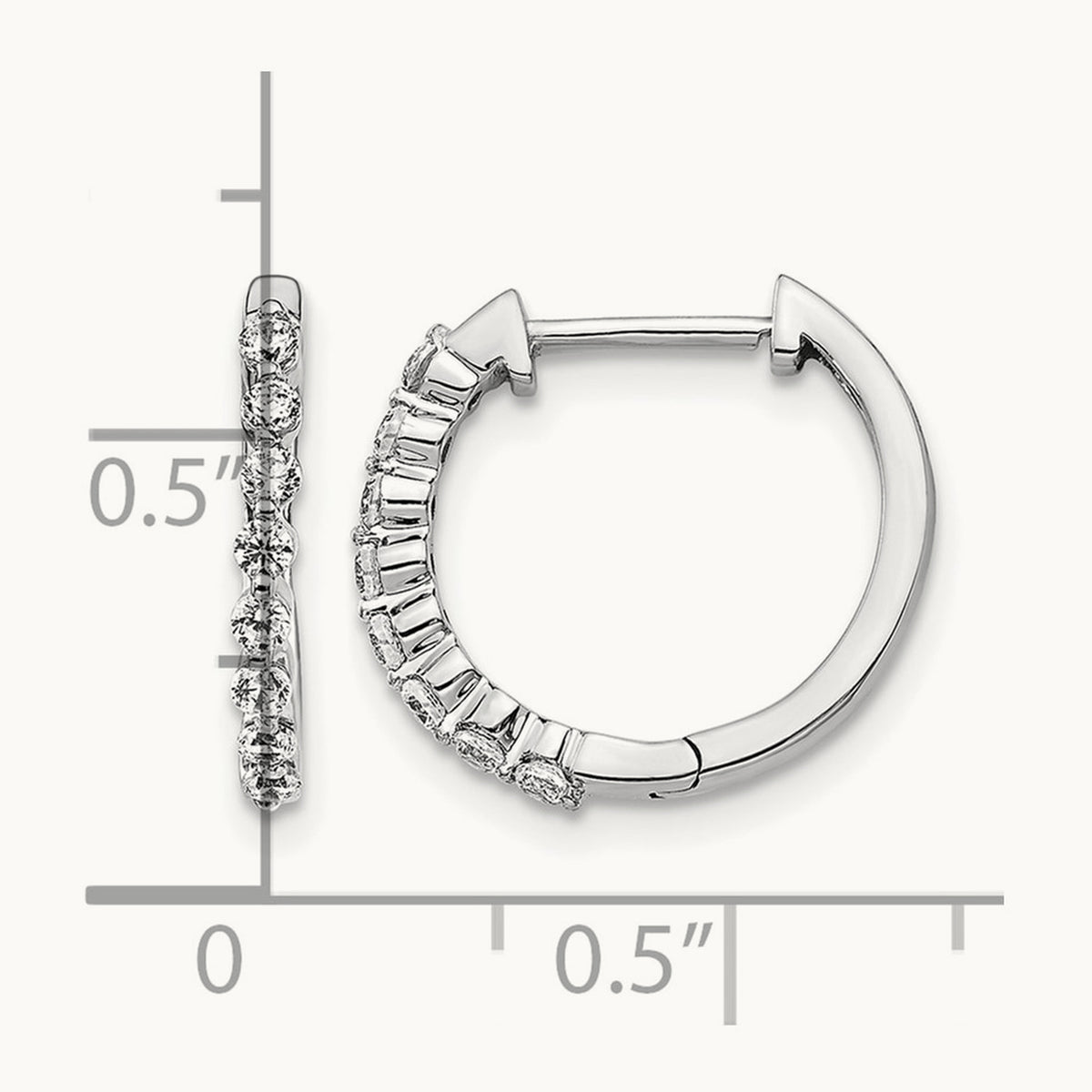 Diamond Hinged Hoop Earrings — 14K White Gold