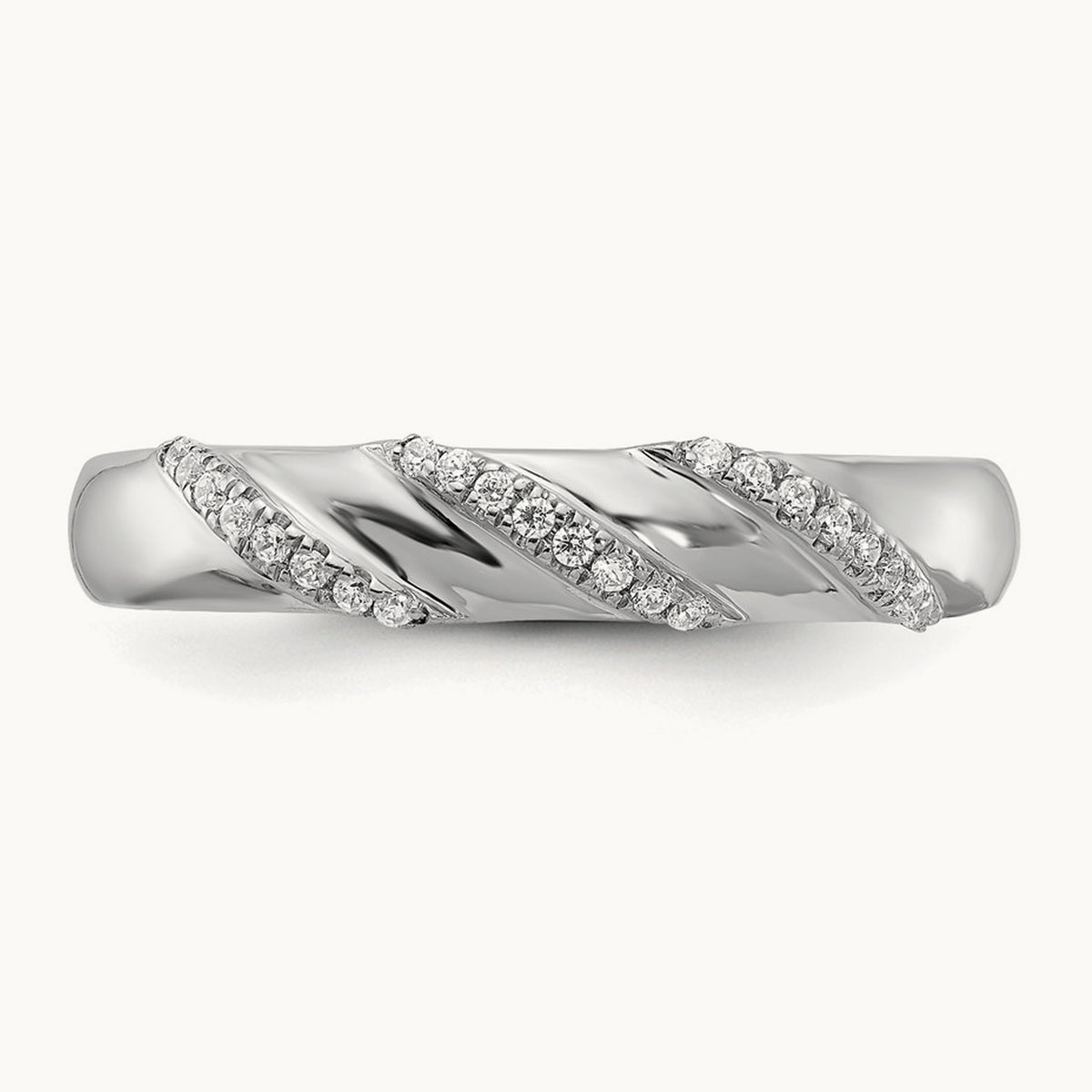 Complete Diamond Trio Men's Wedding Band, 14K White Gold