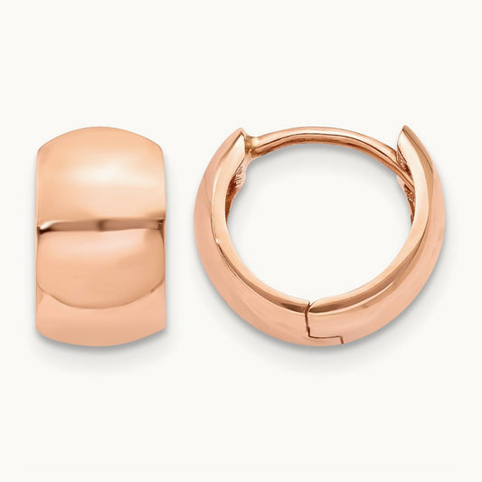 Round Hinged Hoop Earrings, 14K Rose Gold