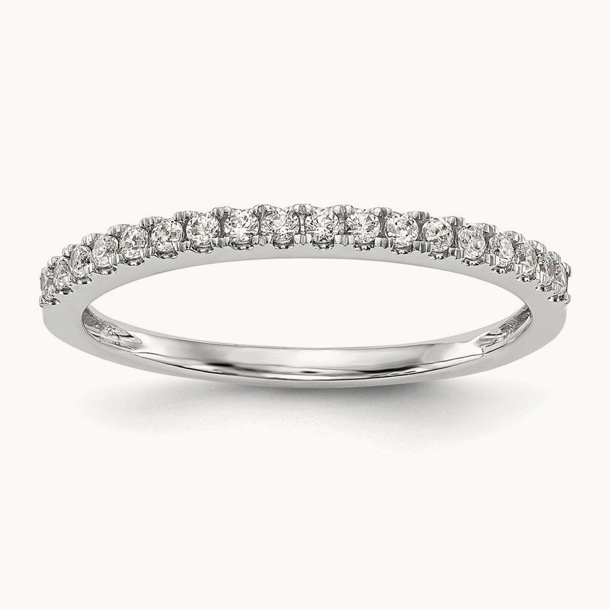 Round Diamond Wedding Band, 14K White Gold