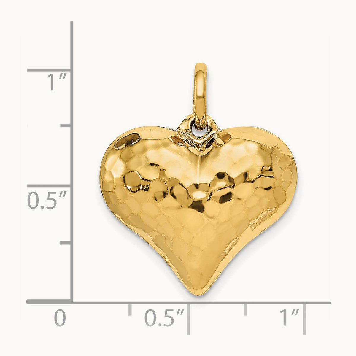 Polished and Hammered 3-D Heart Pendant — 26mm