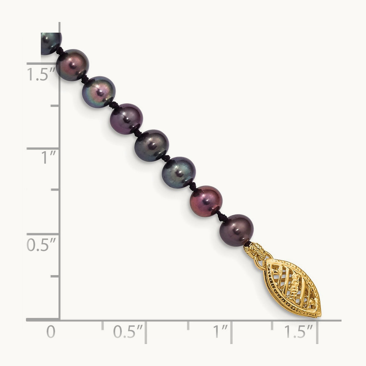 4- Black Near Round Freshwater Cultured Pearl Bracelet, 5mm, 14K