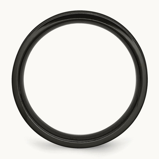 Polished Black IP-plated Cross Concave Band, 6mm, Stainless Steel