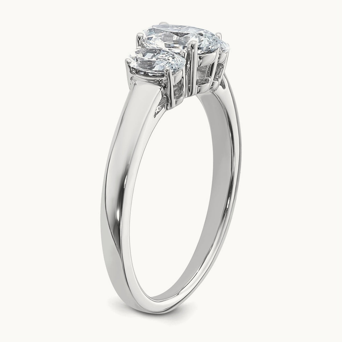 Oval 3 Stone Engagement Ring, 1.25-3.50 ct tw Lab-Grown Diamond — 1 1/3 ct, 14K White Gold