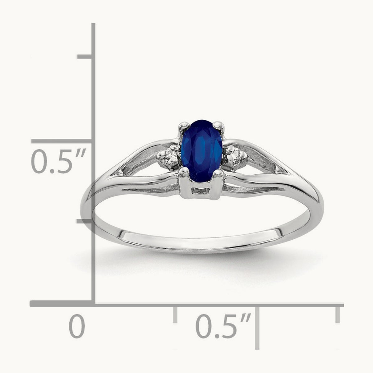 5x3mm Oval Sapphire AA Diamond ring, 14K White Gold
