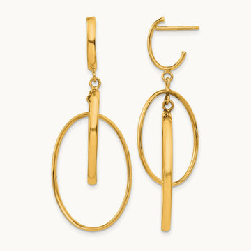 Polished Post Dangle Earrings, 14K — Leslie's