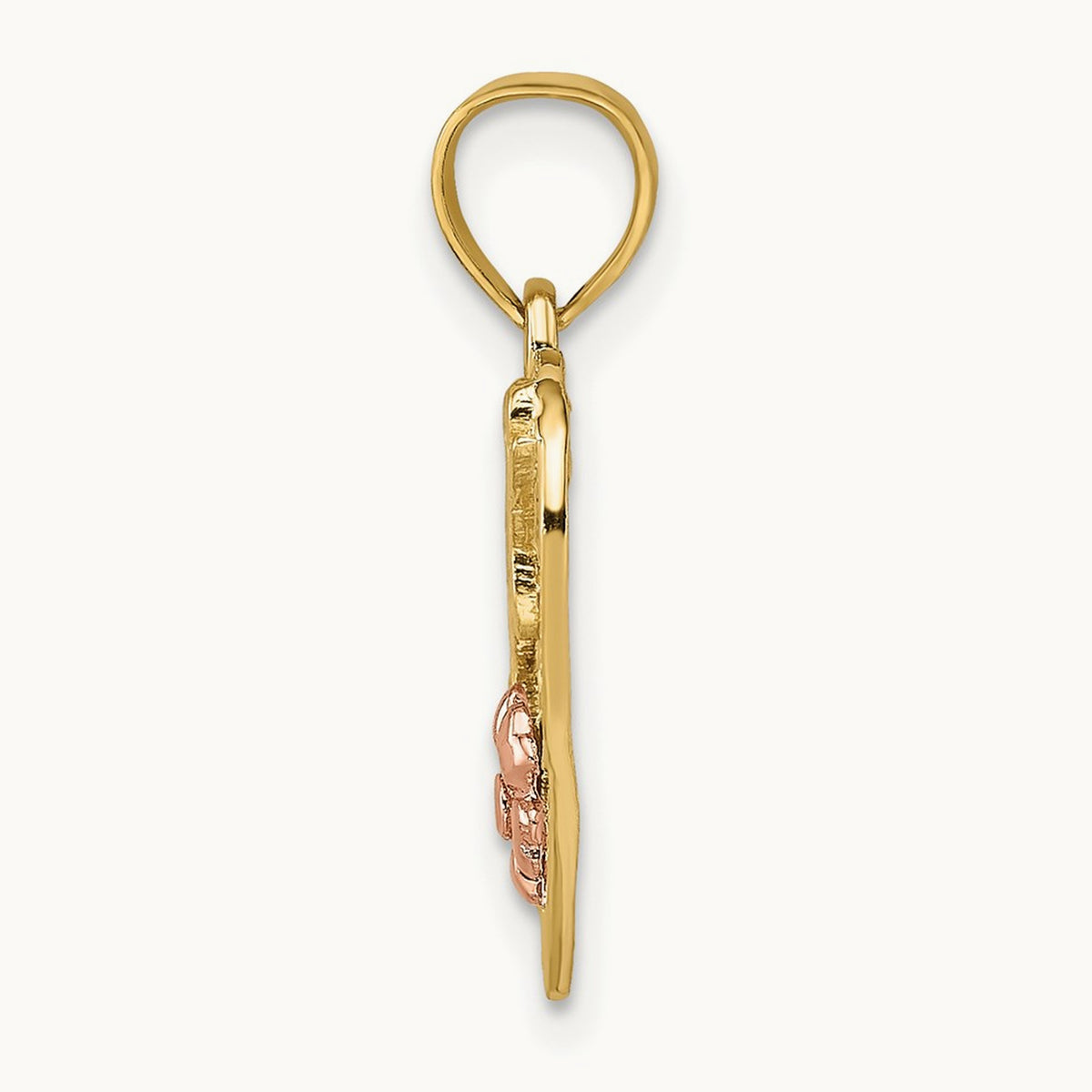 w/White Rhodium #1 WIFE In Heart w/Flower Charm, 14K Two-tone