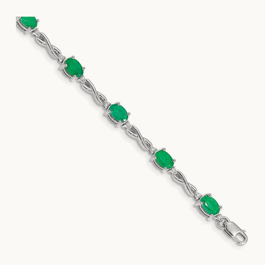 Diamond and Emerald Bracelet — 14K White Gold