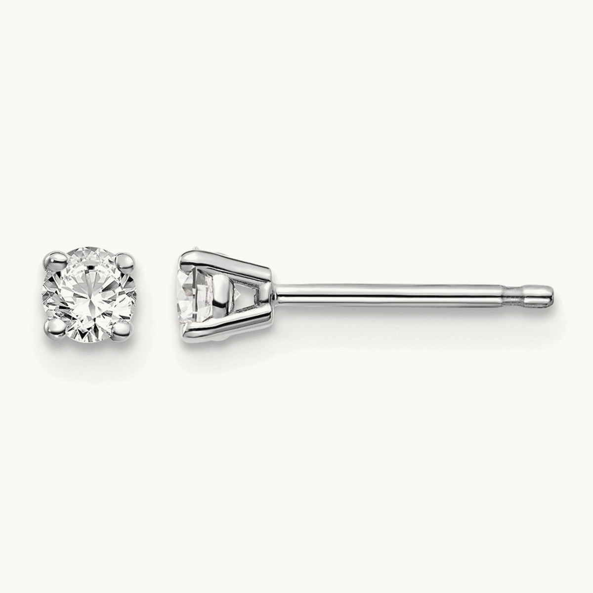 Round Diamond Stud Earrings — 14K White Gold, 0.21 ct tw, I1 J-K · push back
