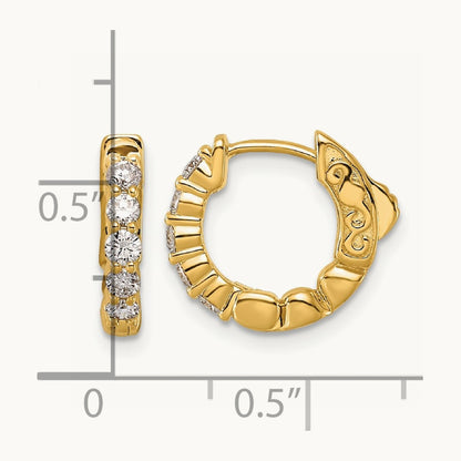 .46ct 10- Round Hoop w/ Safety Clasp Diamond Earrings, 2.25mm, 14K