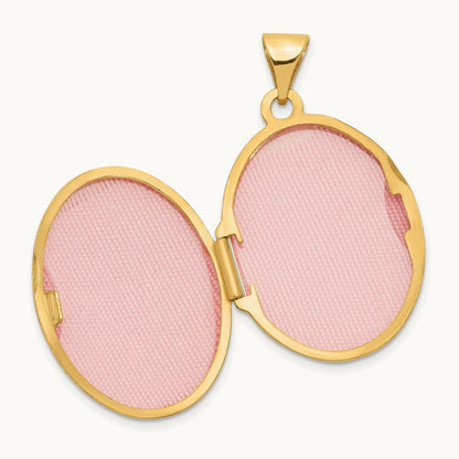 Domed Scroll Design Oval Locket, 14K