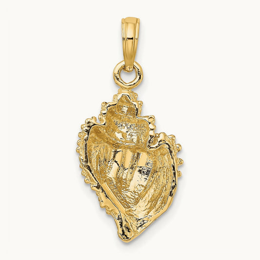 Textured Conch Shell Charm, 14K