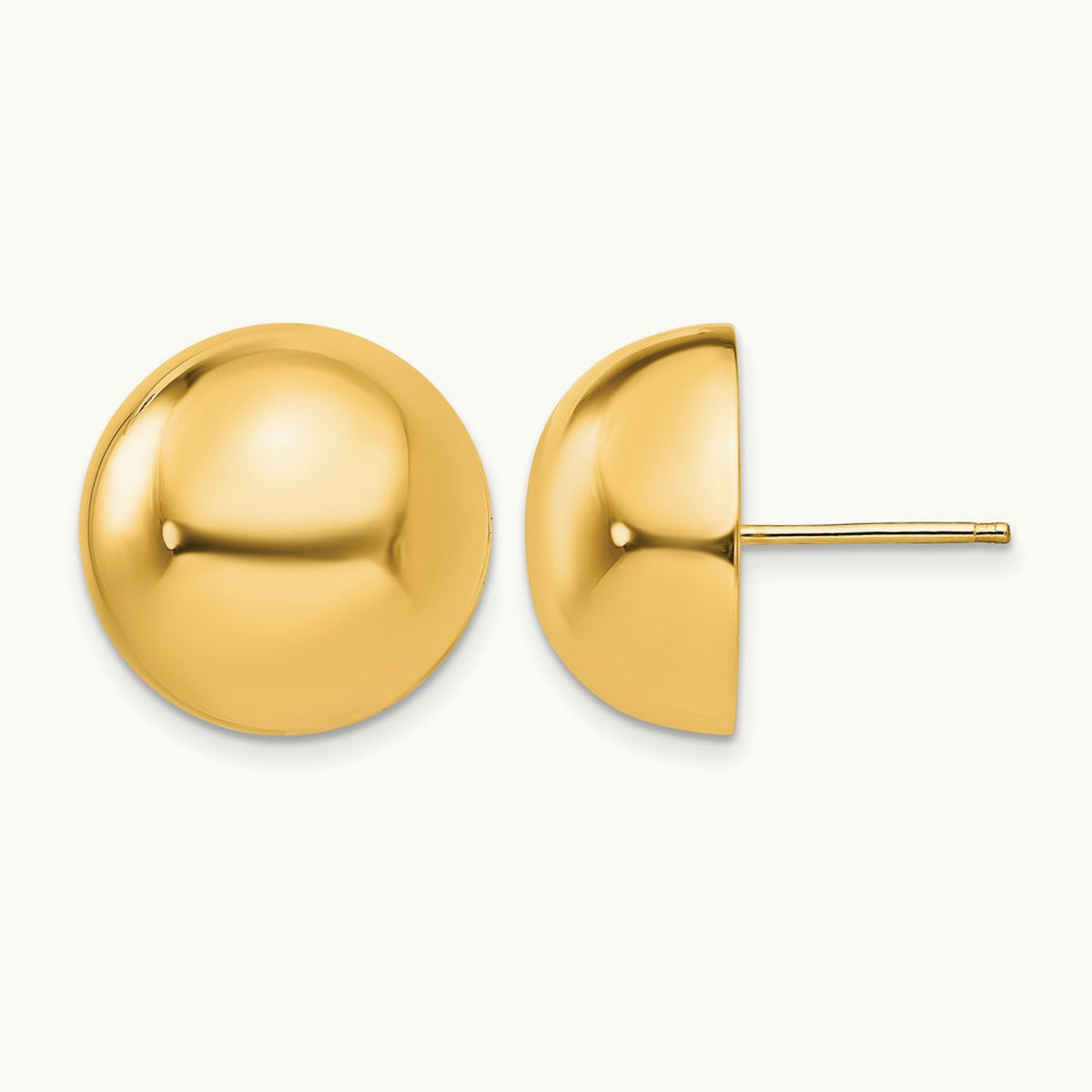 Polished Half Ball Post Earrings — 16mm