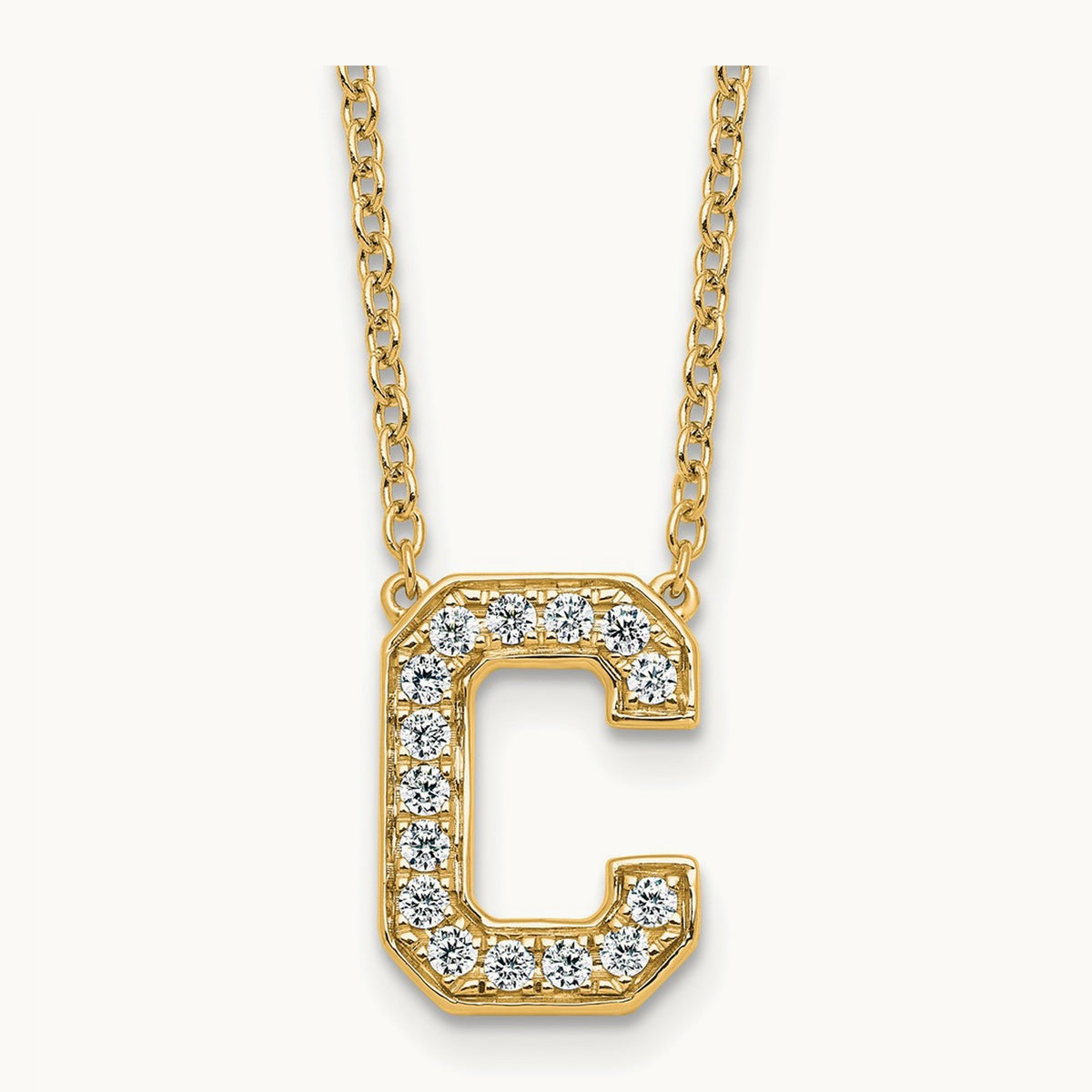 Initial Necklace — 14K Yellow Gold, C, 1/3 ct