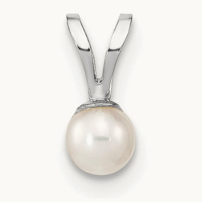 WG 3- Round White Freshwater Cultured Pearl Pendant, 4mm, 14K