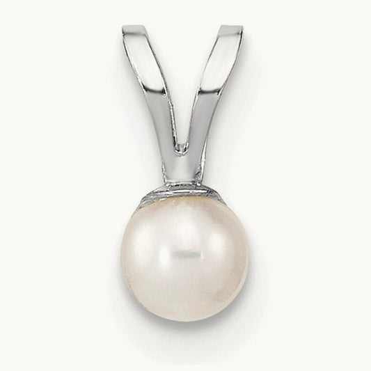 WG 3- Round White Freshwater Cultured Pearl Pendant, 4mm, 14K