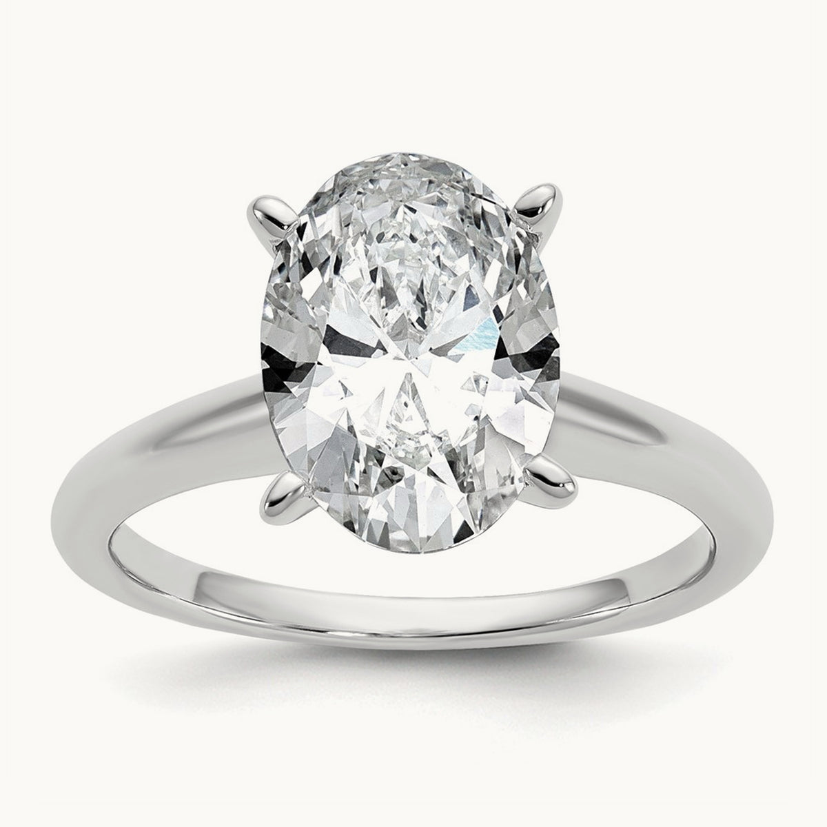 Oval Solitaire Engagement Ring, 0.50-5.00 ct tw Lab-Grown Diamond — 3 ct, 14K White Gold