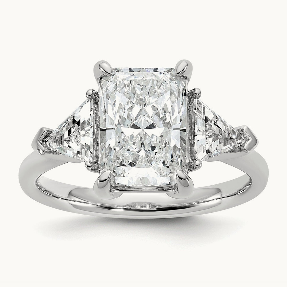 Radiant & Triangle Engagement Ring, 1.25-3.50 ct tw Lab-Grown Diamond — 3 5/8 ct, 14K White Gold