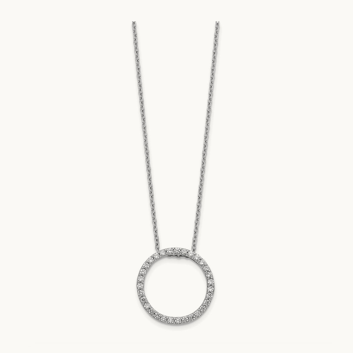 Diamond Circle 18 inch Necklace, 14K White Gold
