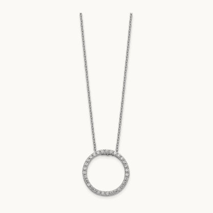 Diamond Circle 18 inch Necklace, 14K White Gold