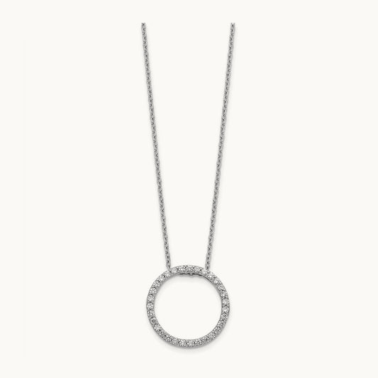 Diamond Circle 18 inch Necklace, 14K White Gold