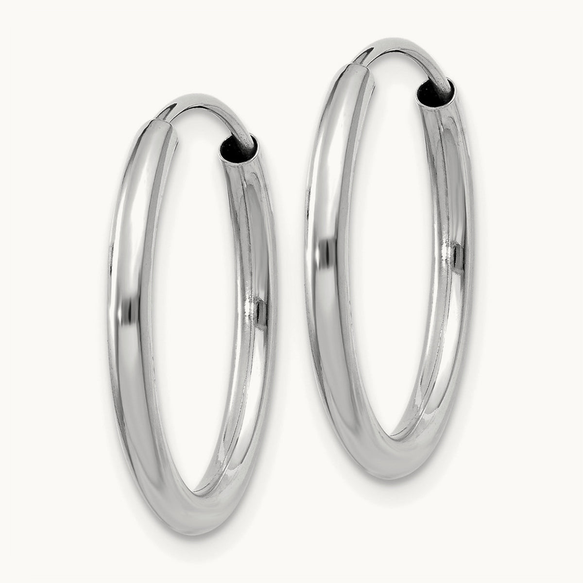 Polished Endless Hoop Earrings — 14K White Gold