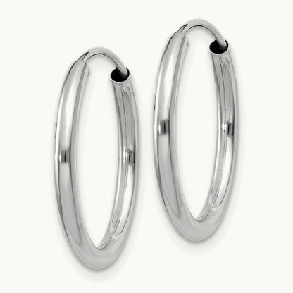 Polished Endless Hoop Earrings — 14K White Gold