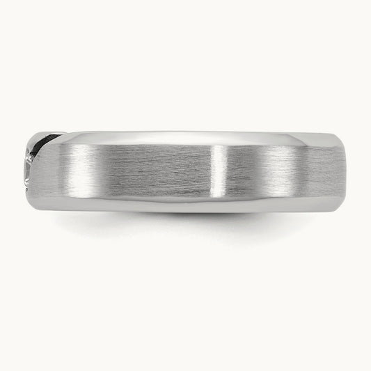 IB Goodman Mens Satin Complete 1/10ct Diamond Ring, 14K White Gold