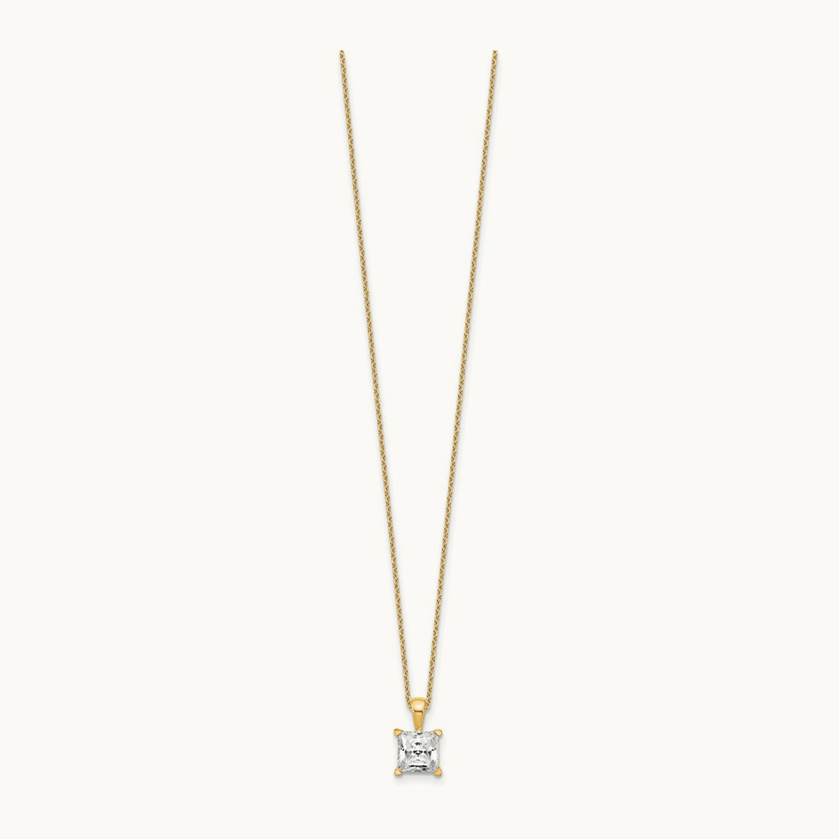 Princess Pendant Necklace, 0.50-2.00 ct tw Lab-Grown Diamond — 2 ct, 14K Yellow Gold