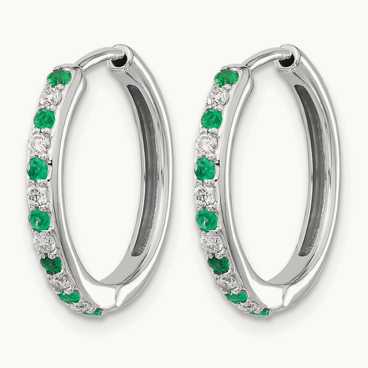 Diamond and Emerald Hinged Hoop Earrings — photo set