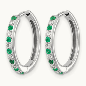 Diamond and Emerald Hinged Hoop Earrings — photo set
