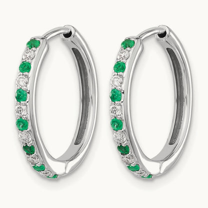 Diamond and Emerald Hinged Hoop Earrings — photo set