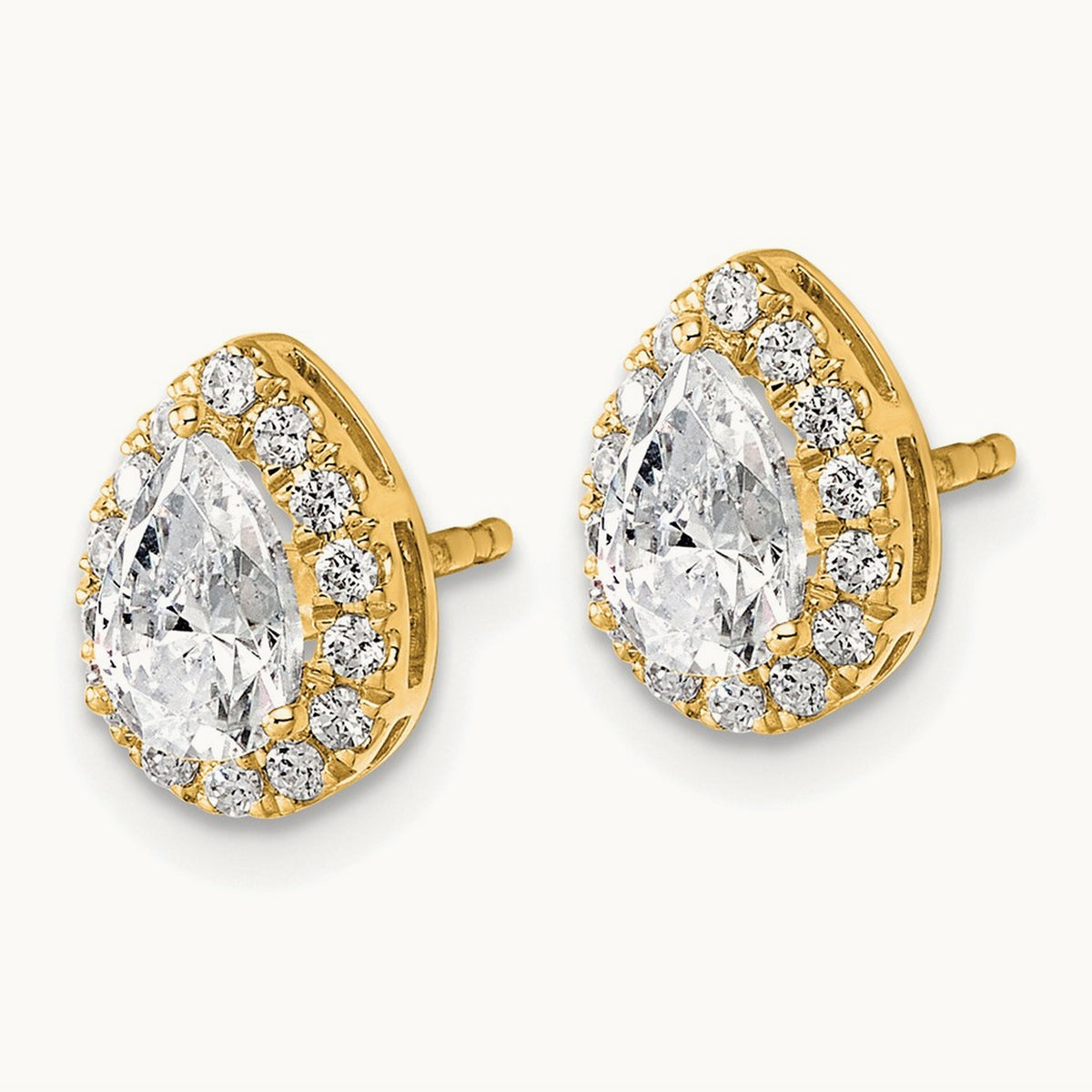 Pear Halo Post Earrings, 1.25-6.75 ct tw Lab-Grown Diamond — 1 1/4 ct, 14K White Gold