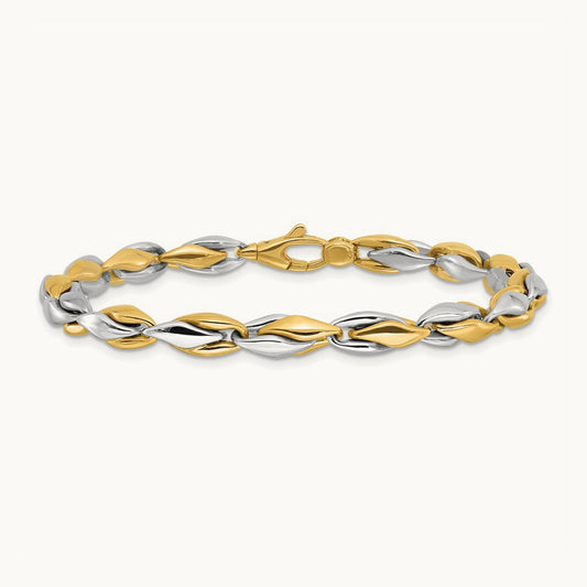 Polished 7.5in Bracelet, 14K Two-tone