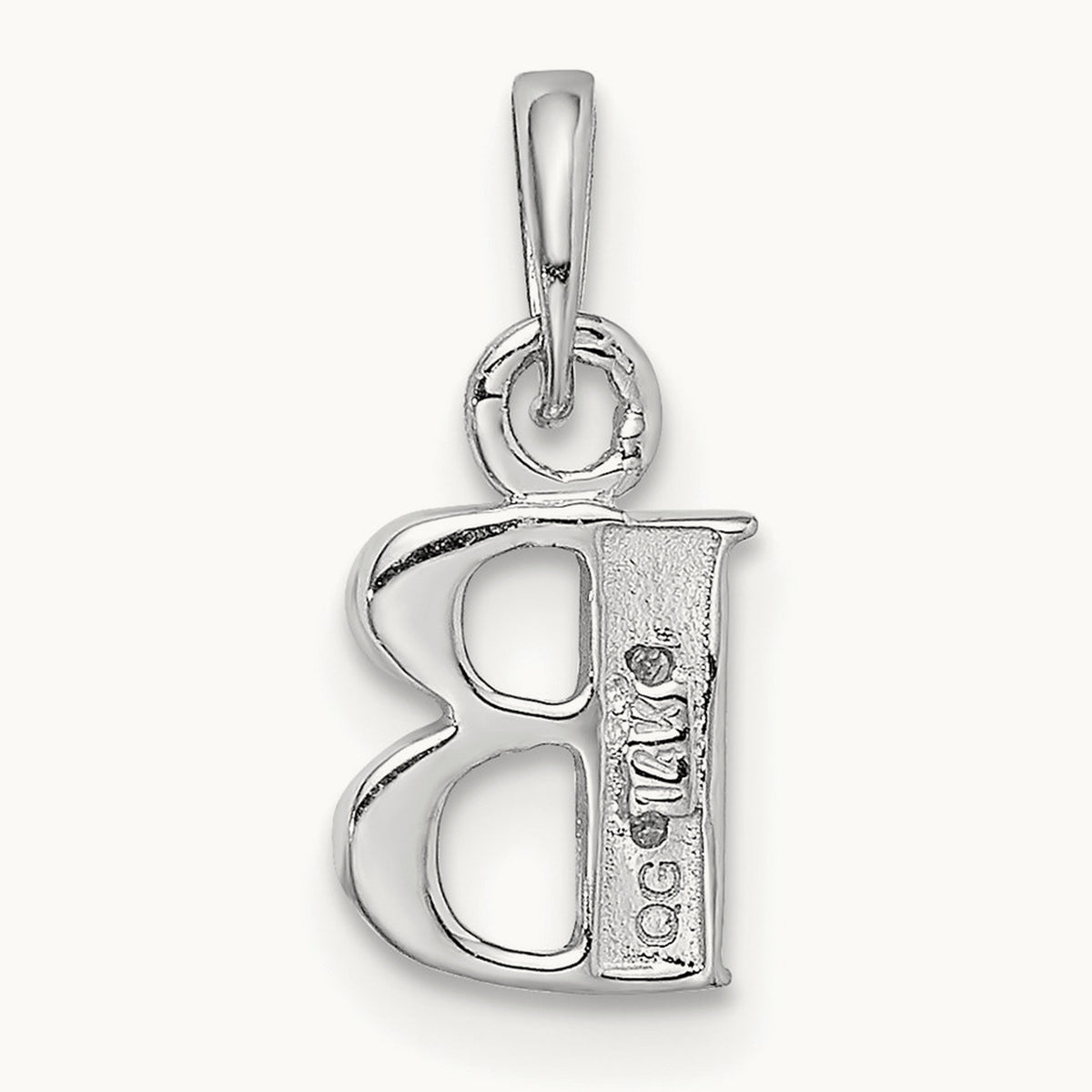 Diamond Letter B Initial Pendant, 14K White Gold with Rhodium