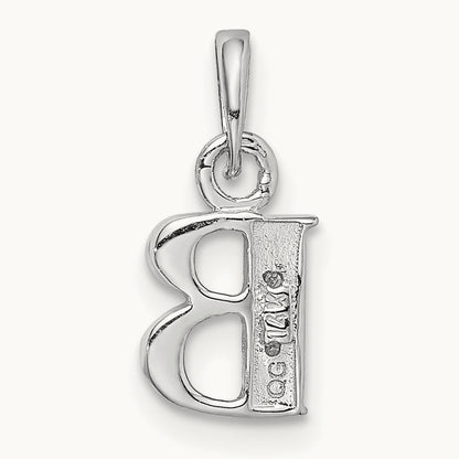 Diamond Letter B Initial Pendant, 14K White Gold with Rhodium