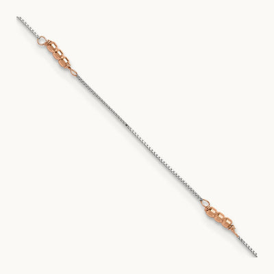 Mirror Beaded 9in Plus 1in ext. Anklet, 14K Two-tone