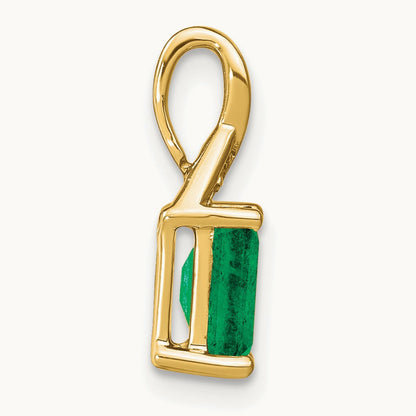 Rectangle Emerald and Diamond Pendant — 14K Yellow Gold, 15.75mm
