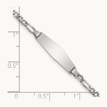 WG Semi-solid Soft Diamond Shape Figaro ID Bracelet, 14K