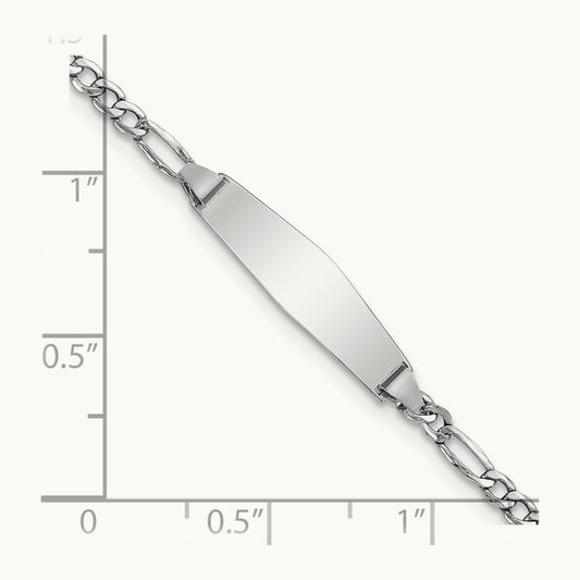 WG Semi-solid Soft Diamond Shape Figaro ID Bracelet, 14K