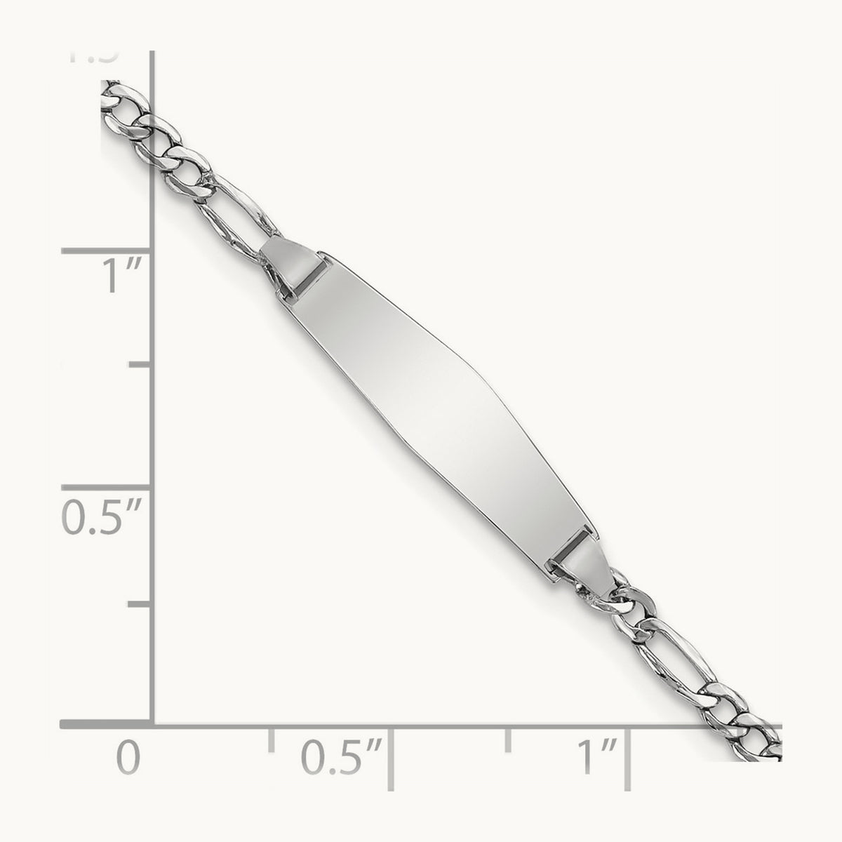 WG Semi-solid Soft Diamond Shape Figaro ID Bracelet, 14K