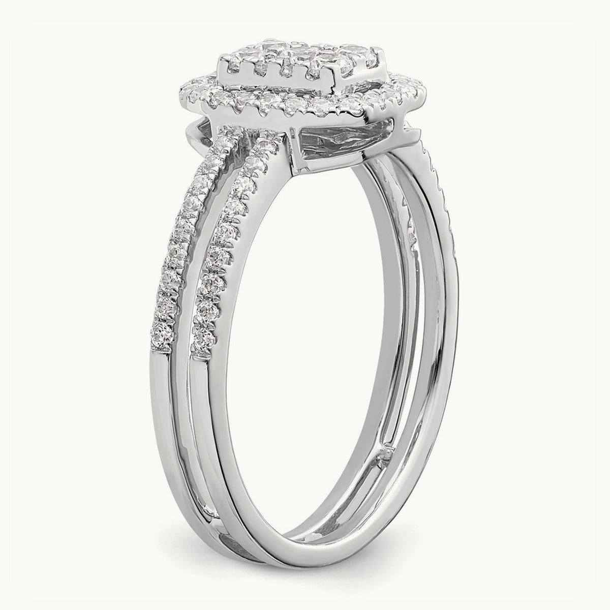 Rectangle Halo Cluster Engagement Ring, 0.50 ct tw