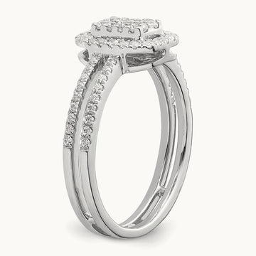 Rectangle Halo Cluster Engagement Ring, 0.50 ct tw