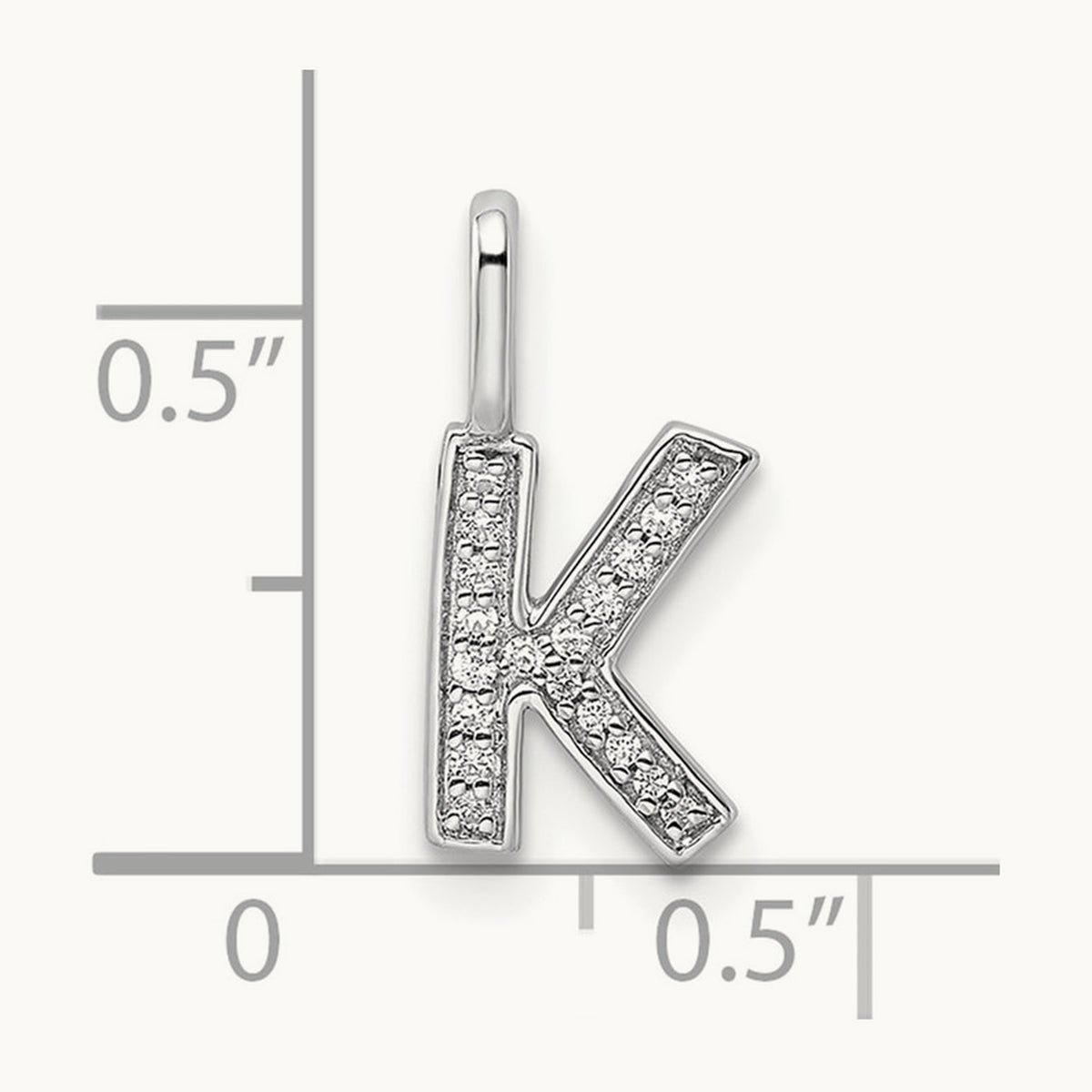 Diamond Letter K Initial Pendant, 14K White Gold