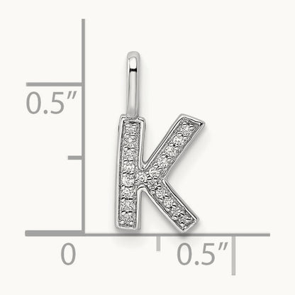 Diamond Letter K Initial Pendant, 14K White Gold