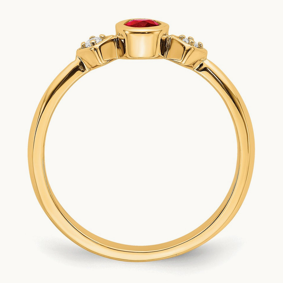 Oval Bezel Ruby and Diamond Ring, 14K