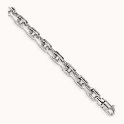 Hand-polished Fancy Link Bracelet, 5.3mm, 14K White Gold