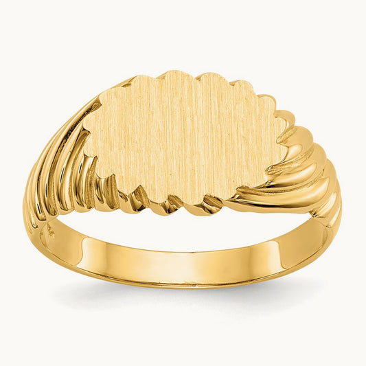 10.0x7. Open Back Signet Ring, 5mm, 14K
